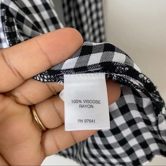 J Jill Gingham Checks Black White Button Up Tunic size S Small - Picture 7 of 10